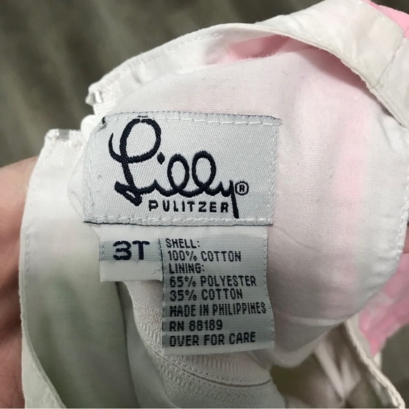 Lilly Pulitzer Vintage White Label Girls 3T Dress Pink Green Tropical Beach - Picture 3 of 3